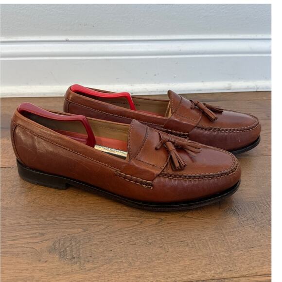 Cole Haan Brown Tassel Leather Saddle Dress Loafers Tan Men's Size 11.5M - Picture 1 of 8